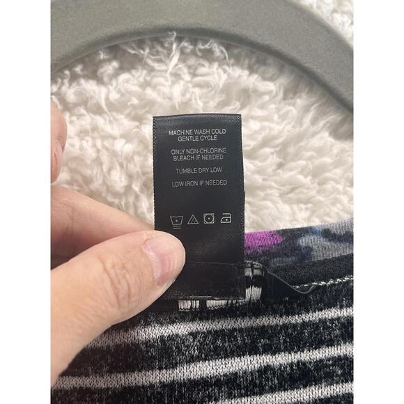 Ali Miles Women's 1X Textured Patchwork 3/4 Sleeve Top Asymmetric Hem Multicolor - Picture 5 of 9